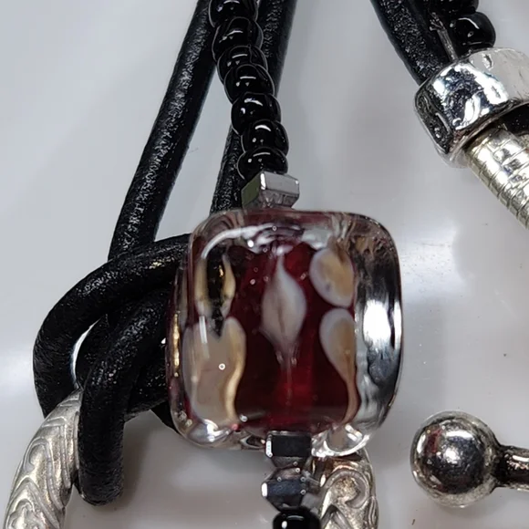 #2243, NATIVE NATURAL TURQUOISE NECKLACE 26'IN& LAMPWORK BEADS EARRINGS.